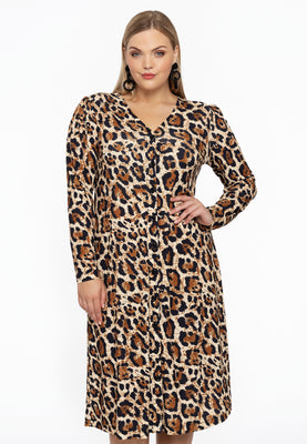 Cardigan puff sleeve LEOPARD - light brown - #1