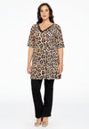 Tunic lace V-neck LEOPARD - light brown