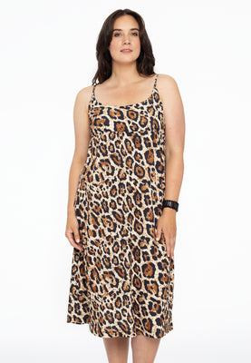 Spaghetti dress LEOPARD - light brown - #1