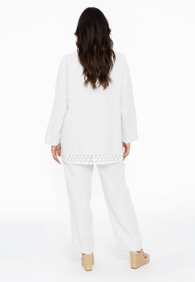 Blouse wide crochet LINEN - white  - #3