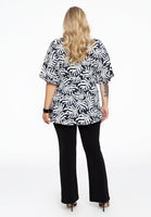 Tunic flare frilled sleeves SEA LEAVES - black  - #3