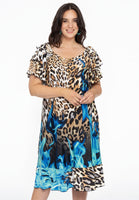 Dress frilled sleeve BLUE FIRE - light brown - #1