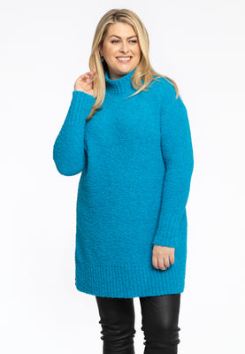 Pullover met col Teddy - turquoise - #1