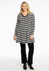 Tunic V-neck PIED DE POULE - black