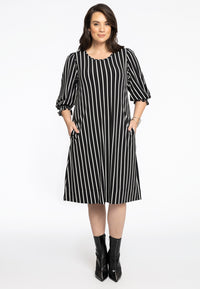 Dress Puff Sleeve STRIPES - black - #2