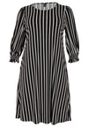 Dress Puff Sleeve STRIPES - black - #4