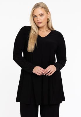 Tunic V-neck pleat DOLCE - black  - #1