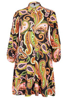 Dress ruffled hem PAISLEY - black  - #4