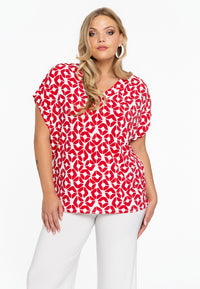 Shirt V-neck PENELOPE - red - #1