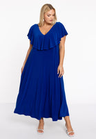 Dress Frilled V-neck Swing DOLCE - indigo - #5