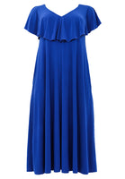 Dress Frilled V-neck Swing DOLCE - indigo - #4