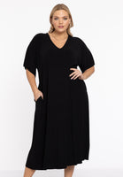 Dress V-neck PLISSE - black - #1