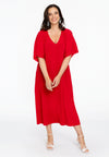 Dress V-neck PLISSE - red 