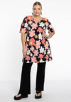 Tunic wide bottom HIBISCUS - black