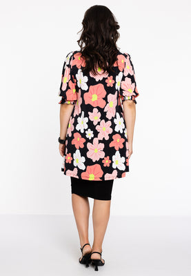 Blouse puff sleeve HIBISCUS - black  - #3