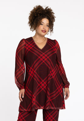 Tunic wide bottom CHECK - red  - #1