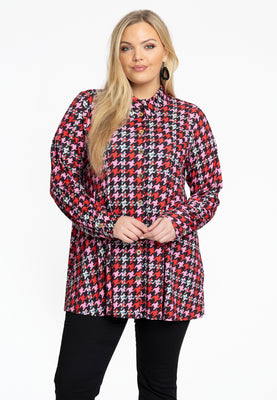 Blouse flare PIED DE POULE - red  - #1