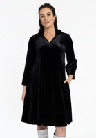 Dress V-neck VELOURS - black - #1