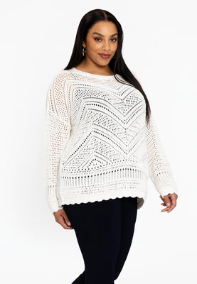 Pullover ajour KNIT - ecru - #1