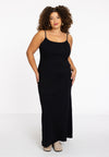 Spaghetti Dress rib LOUNGE - black 