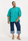 Top short sleeve COTTON - turquoise