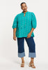 Top short sleeve COTTON - turquoise - #1