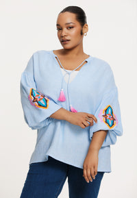 Top sequins CHAMBRAY - light blue - #1