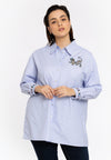 Striped blouse with embroidery - light blue