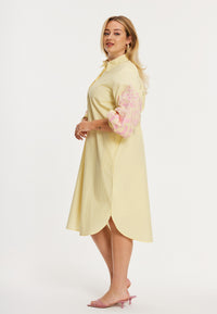 Shirt-dress FLOWER STRIPE - yellow - #4