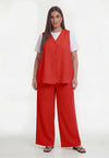 Top LINEN - light red