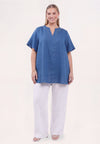 Tunic short sleeve LINEN - indigo - #2