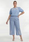 Trousers loose 7/8 sweet flora - light blue