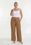Trousers loose LINEN - light brown