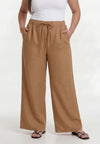 Trousers loose LINEN - light brown
