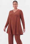 Tunic wide bottom with strass UNI R-DOLCE - mid brown