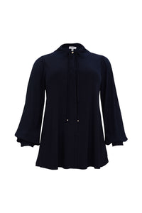 Blouse flare UNI DOLCE PLISSÉ - blue - #5
