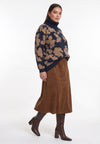 Skirt midi SUEDE ALIKE - mid brown
