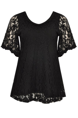 Tunic flare LACE - black  - #1