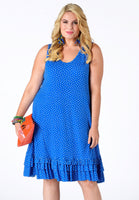 Dress-singlet ruffled DOTS - blue - #1