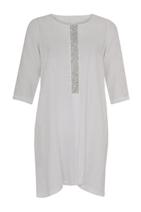 Dress beaded LINEN - white - #4