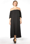 Dress long elastic back - black