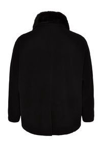 Jacket wide fur collar - black - #3