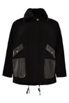 Jacket wide fur collar - black - #4