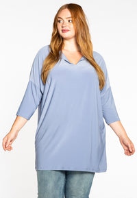 Tunic wide slit 3/4 sleeve - blue - #1