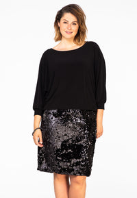 Dress wide sequin border - black - #1
