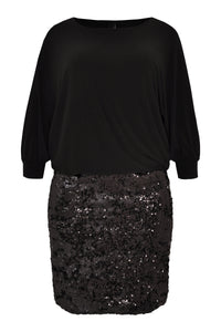 Dress wide sequin border - black - #4