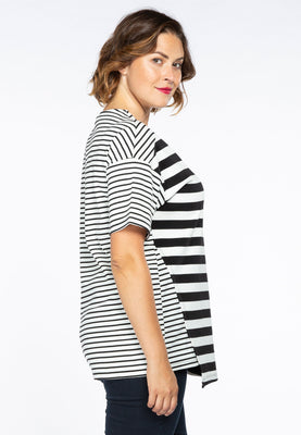 Shirt asymmetric STRIPE MIX - white  - #1