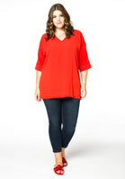 Blouse wide v-neck - red - #2