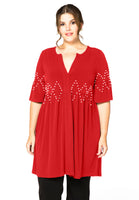 Tunic ruffled pearls DOLCE - red  - #1