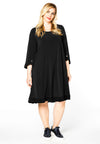 Dress ruffled button sleeve DOLCE - black